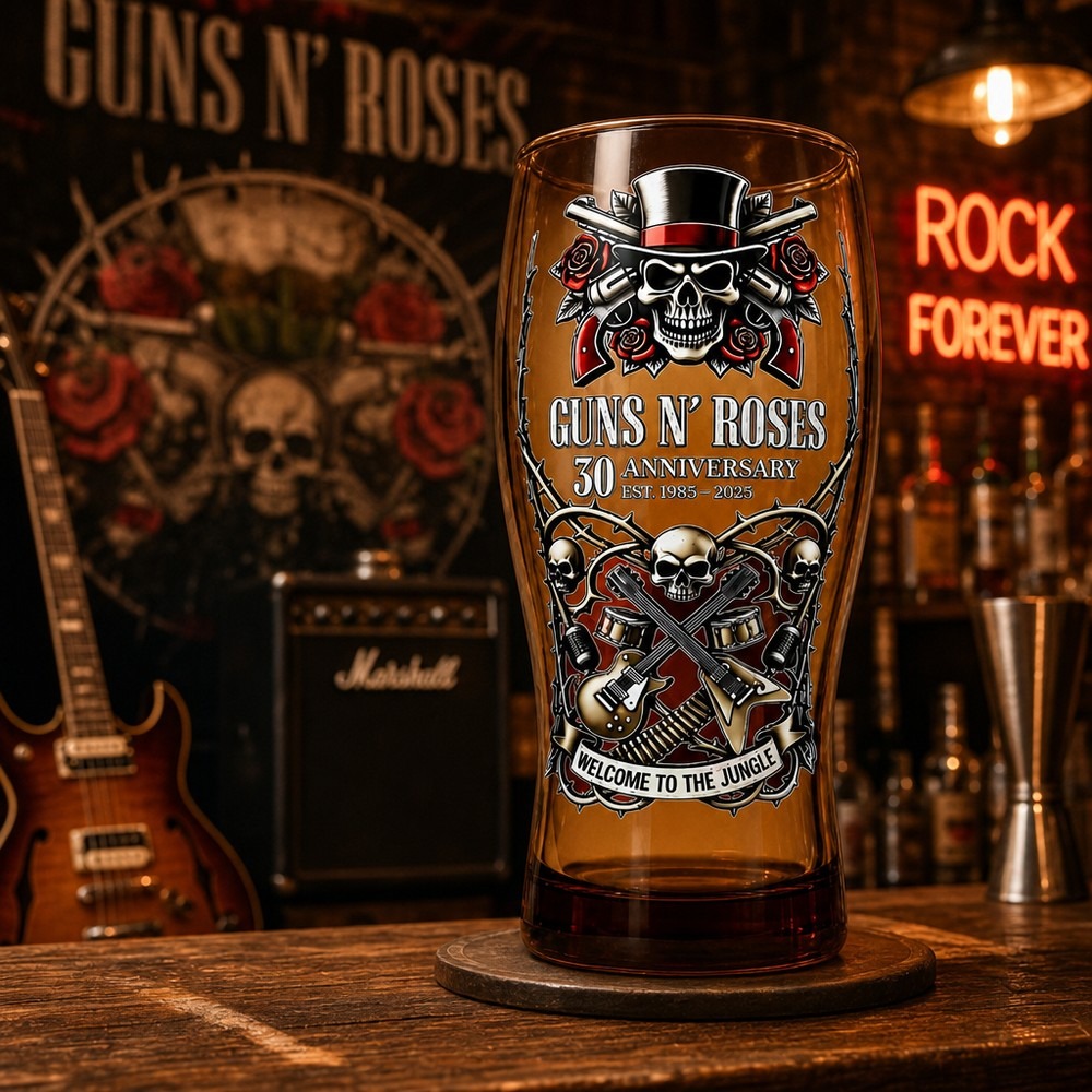 Vintage Collectible Glass - Caneca de Cerveja Comemorativa Guns N'